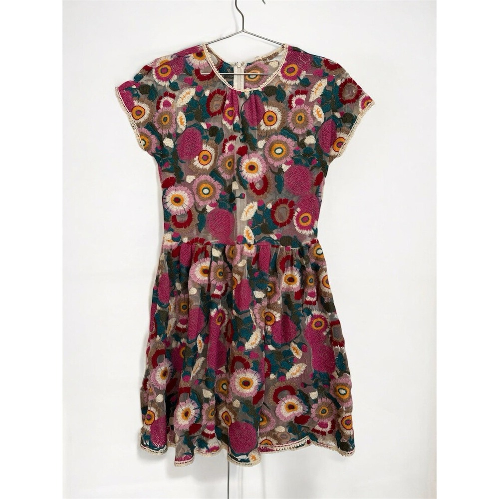 REDValentino Gathered Floral Embroidered Tuile Mini Dress Size 6 (est. measured)